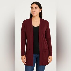 EUC Devotion by Cyrus Women's Burgundy/Maroon  Open Front Cardigan Sweater - XS